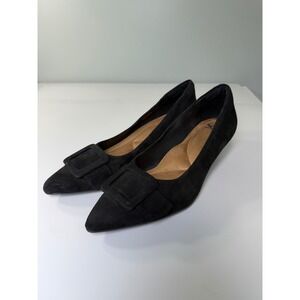 Sofft Sadie Womens Black Suede Pointed Toe Kitten Heel Buckle Pumps Size 9M